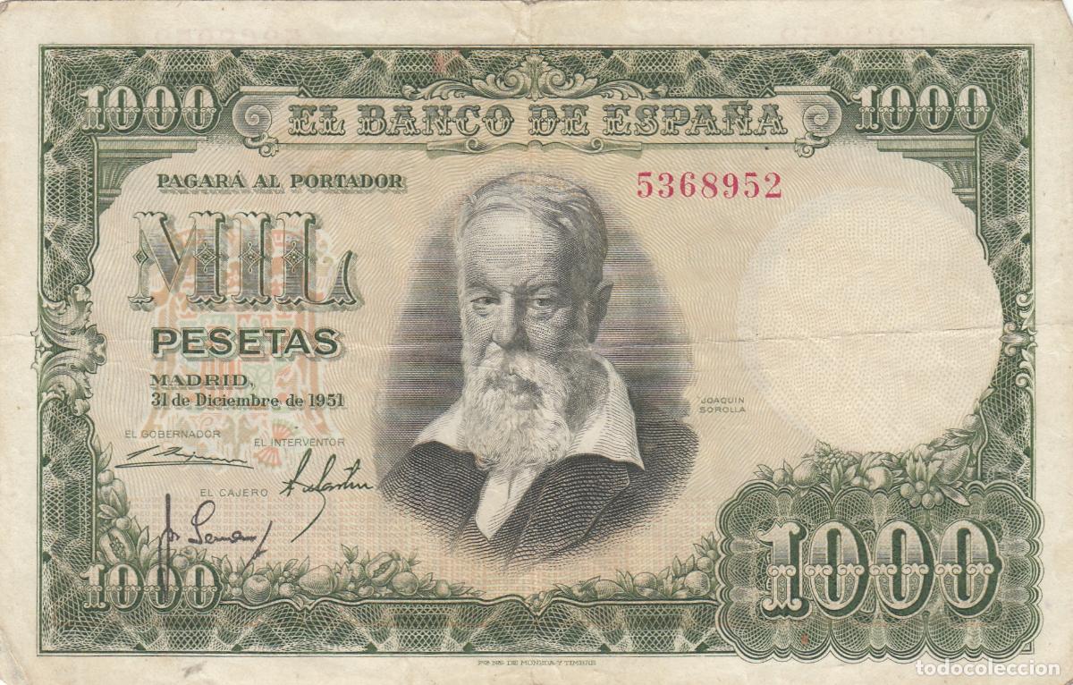 Billetes espa&ntilde;oles: CRBS0230 BILLETE ESPA&Ntilde;A 1000 PESETAS 1951 SIN SERIE MBC