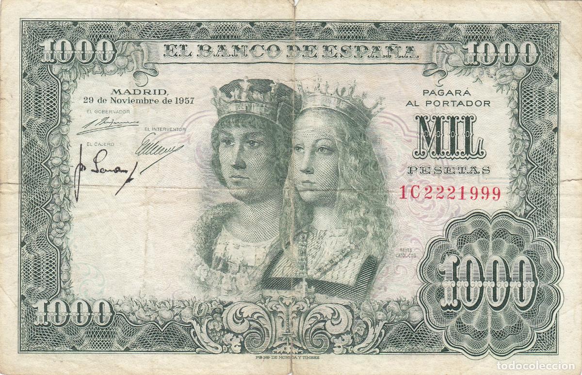 Billetes espa&ntilde;oles: CRBS0233 BILLETE ESPA&Ntilde;A 1000 PESETAS 1957 MBC CAPICUA