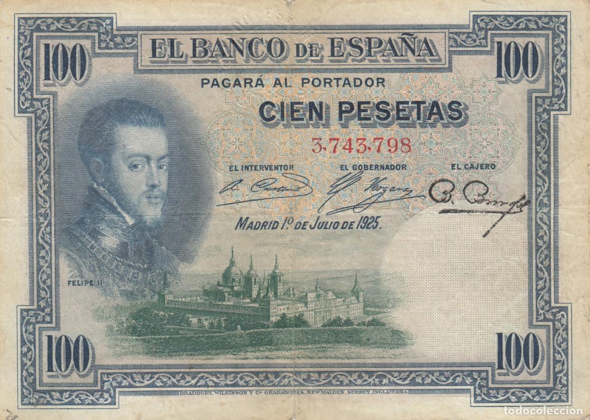 Billetes espa&ntilde;oles: CRBS0265 BILLETE ESPA&Ntilde;A 100 PESETAS 1925 DOBLE RESELLO MBC