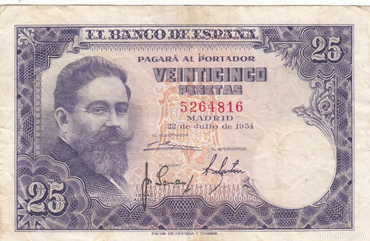 Billetes espa&ntilde;oles: CRBS0294 BILLETE ESPA&Ntilde;A 25 PESETAS 1954 SIN SERIE MBC