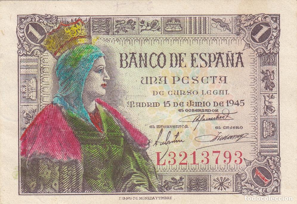 Billetes espa&ntilde;oles: CRBS0440 BILLETE ESPA&Ntilde;A 1 PESETA 1945 EBC+ COLOREADO