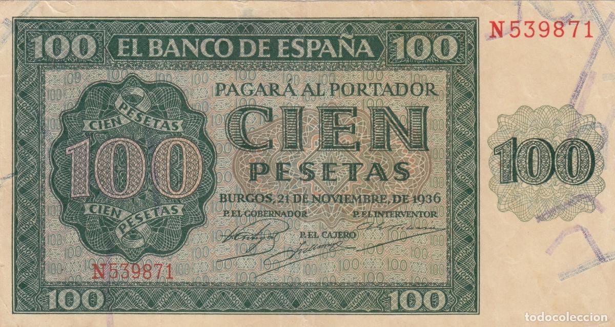 Billetes espa&ntilde;oles: CRBS1217 BILLETE ESPA&Ntilde;A 100 PESETAS 1936 SERIE N MBC