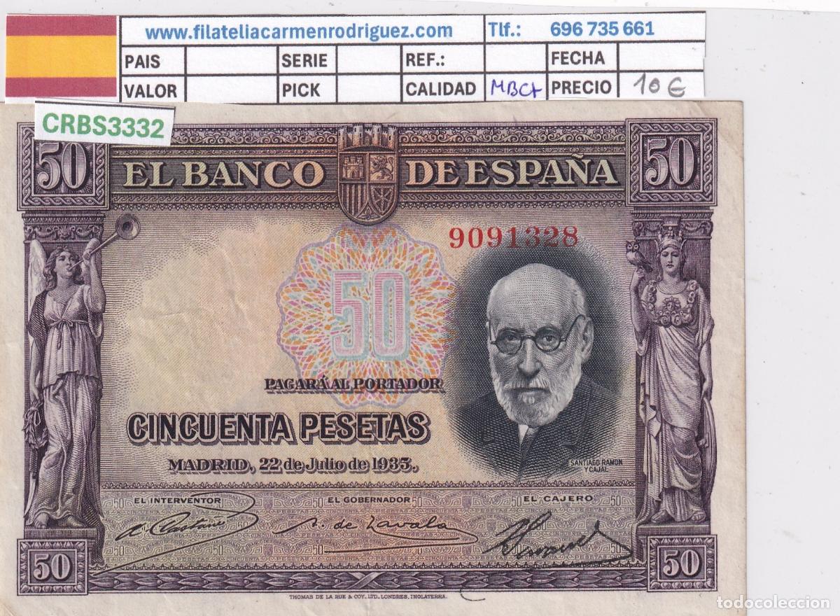 Billetes espa&ntilde;oles: CRBS3332 BILLETE ESPA&Ntilde;A 50 PESETAS 1935 MBC+
