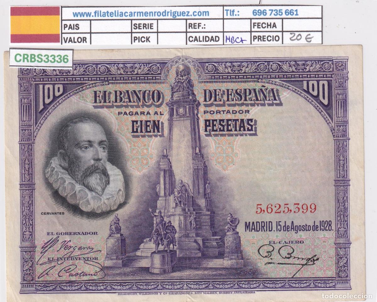 Billetes espa&ntilde;oles: CRBS3336 BILLETE ESPA&Ntilde;A 100 PESETAS 1928 MBC+