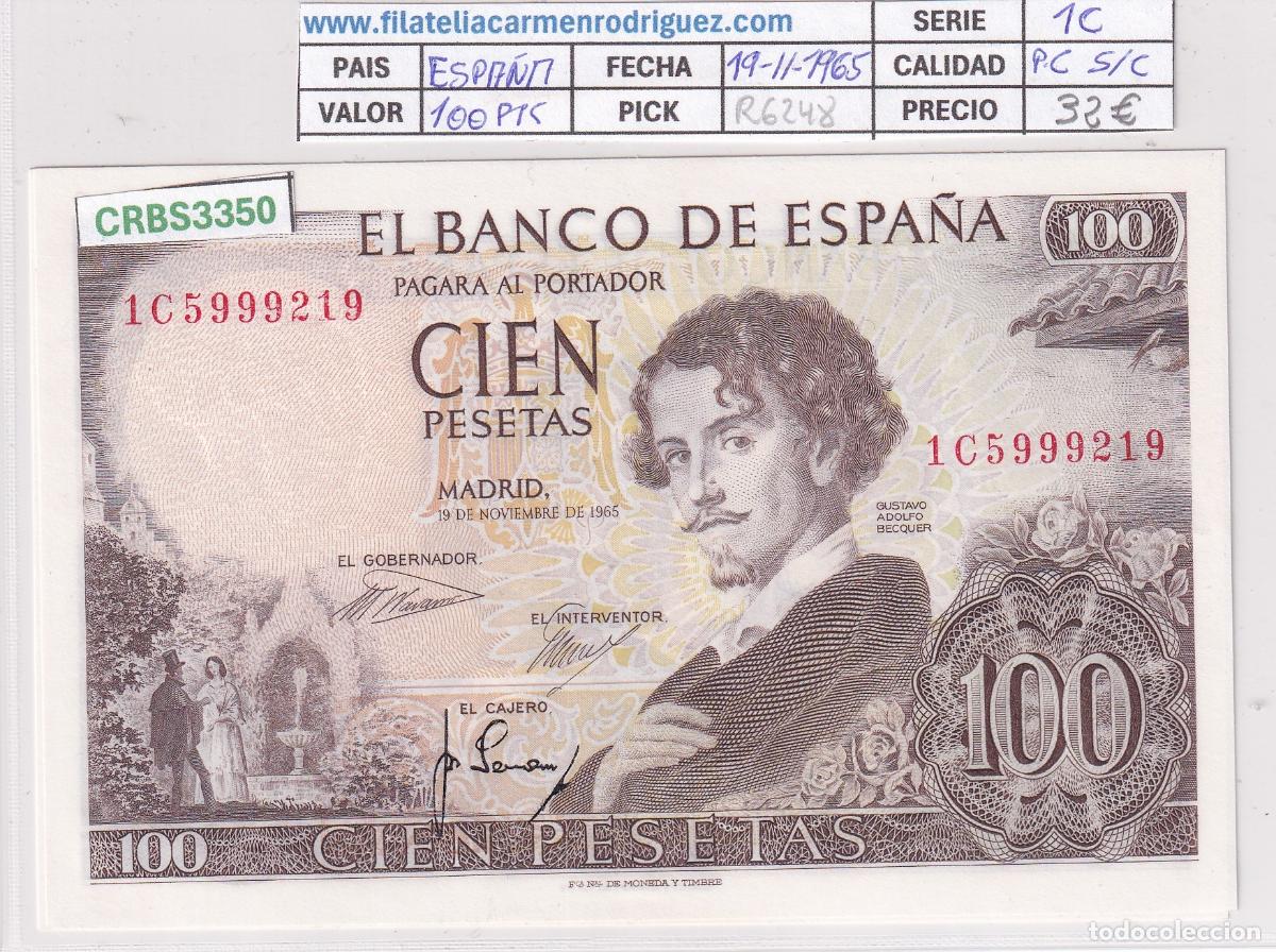Billetes espa&ntilde;oles: CRBS3350 PAREJA CORRELATIVA BILLETE ESPA&Ntilde;A 100 PESETAS 1965 SERIE 1C SIN CIRCULAR