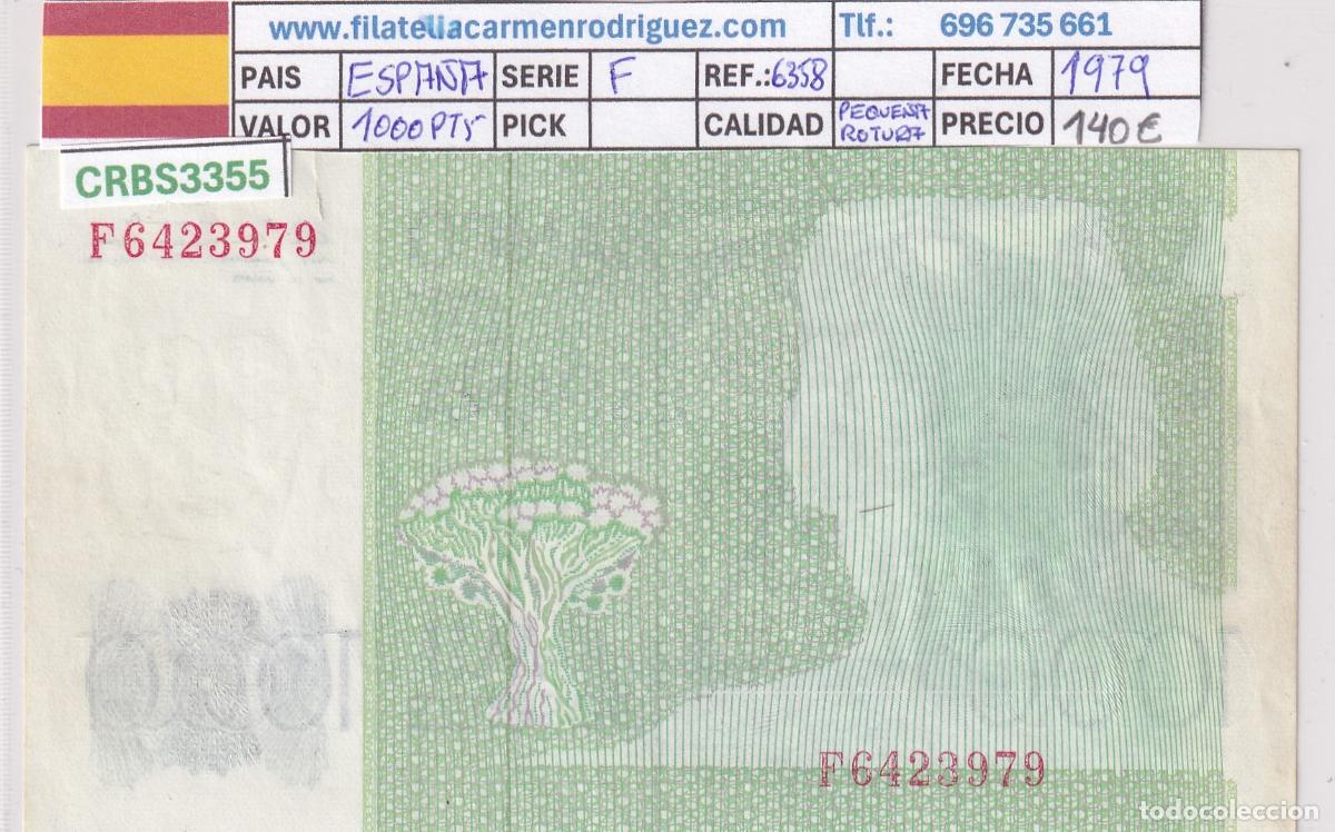 Billetes espa&ntilde;oles: CRBS3355 BILLETE ESPA&Ntilde;A 1000 PESETAS 1979 SERIE F PEQUE&Ntilde;A ROTURA ERROR IMPRESI&Oacute;N