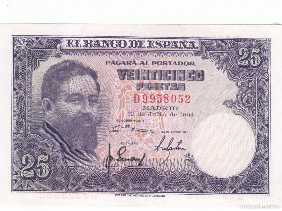 Billetes espa&ntilde;oles: CRBS3402 BILLETE ESPA&Ntilde;A 25 PESETAS 1954 SERIE D SIN CIRCULAR