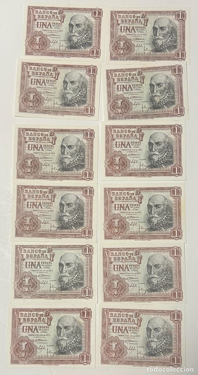 Billetes espa&ntilde;oles: CRBS3404 LOTE 12 BILLETES ESPA&Ntilde;A 1 PESETA 1953 SERIES DIFERENTES SIN CIRCULAR