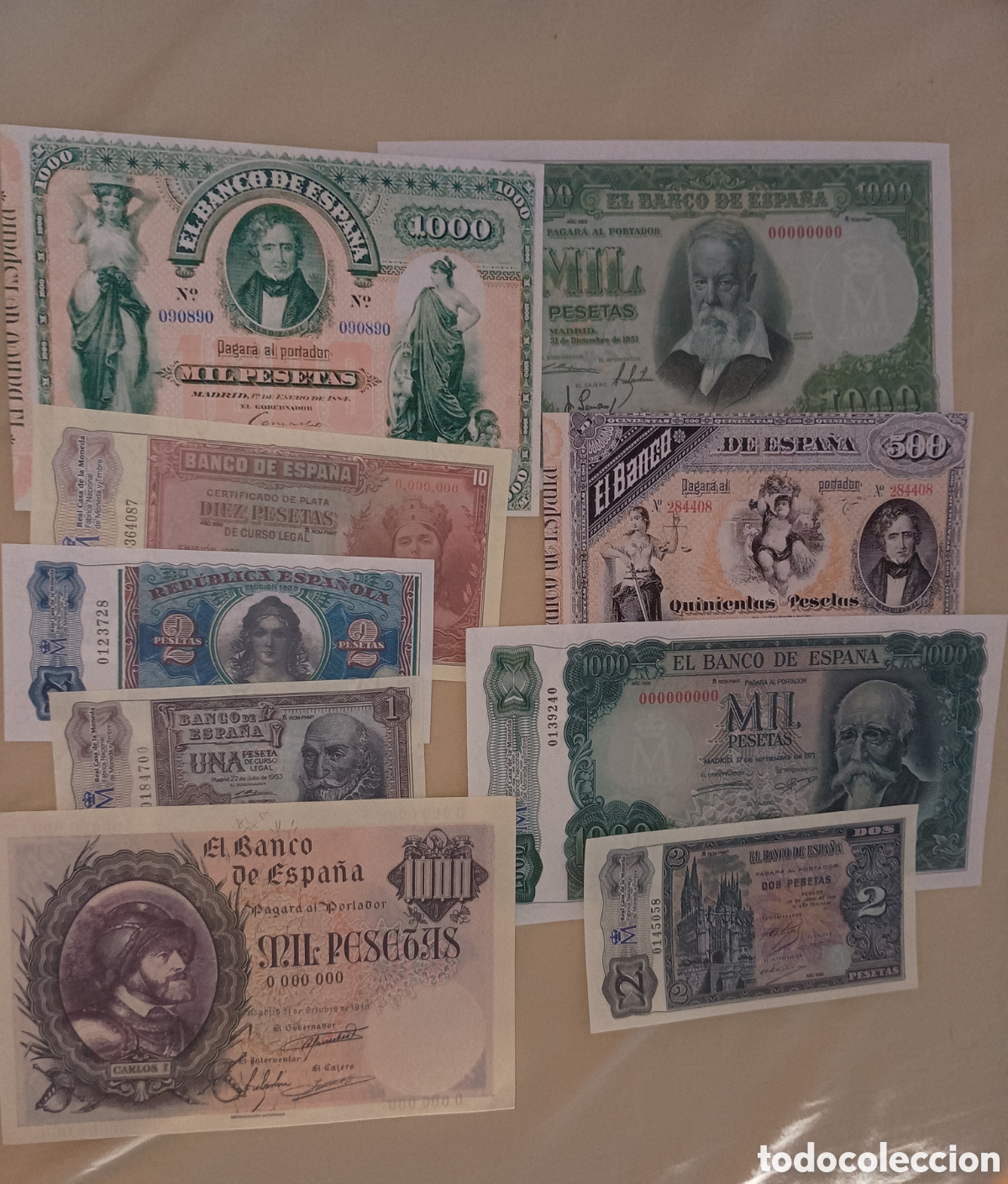 Billetes espa&ntilde;oles: ESPA&Ntilde;A - LOTE DE 9 BILLETES FACS&Iacute;MIL - NUEVOS