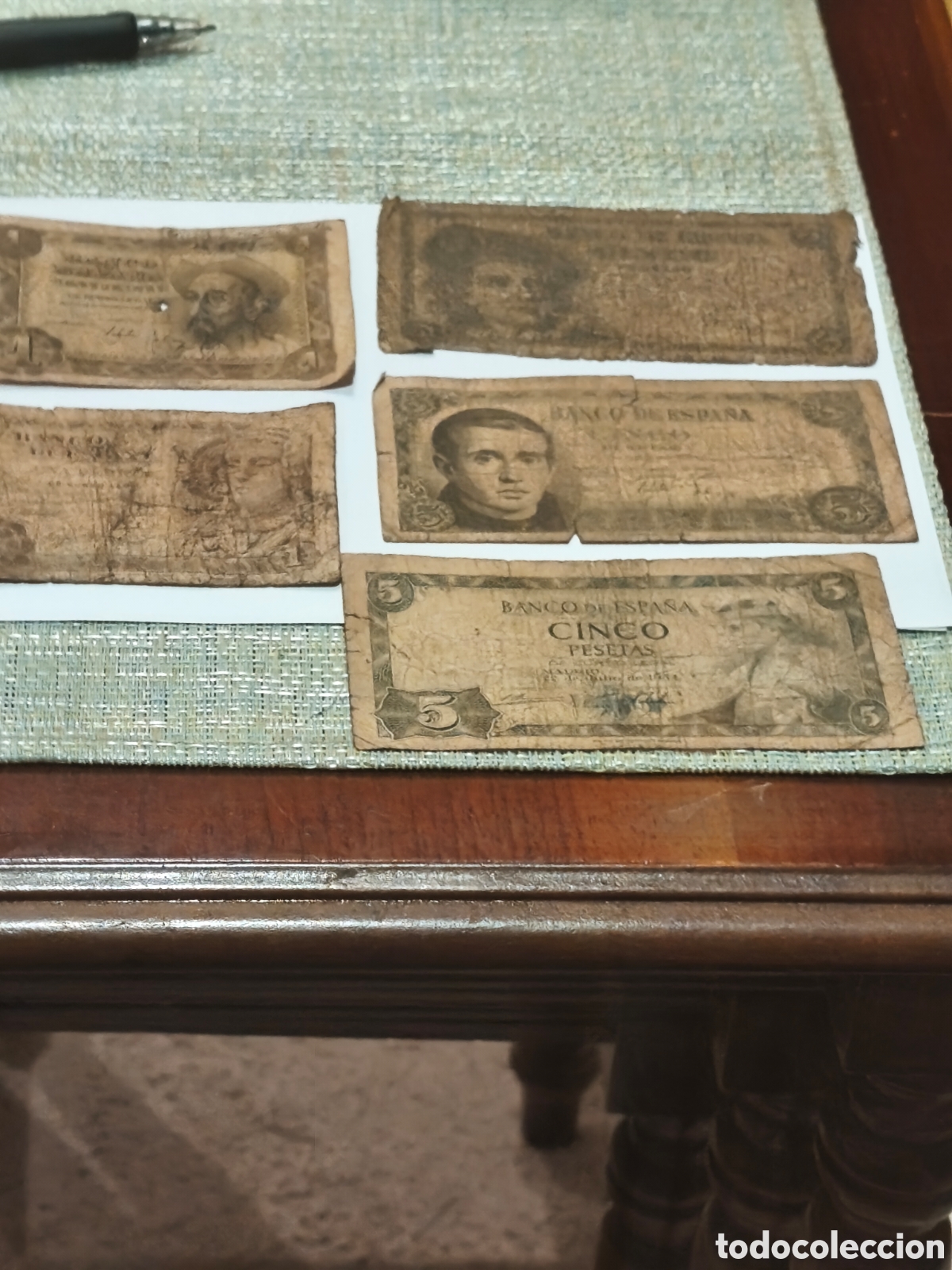Billetes espa&ntilde;oles: Lote de 5 billetes circulados bastante ver las im&aacute;genes,ocasi&oacute;n