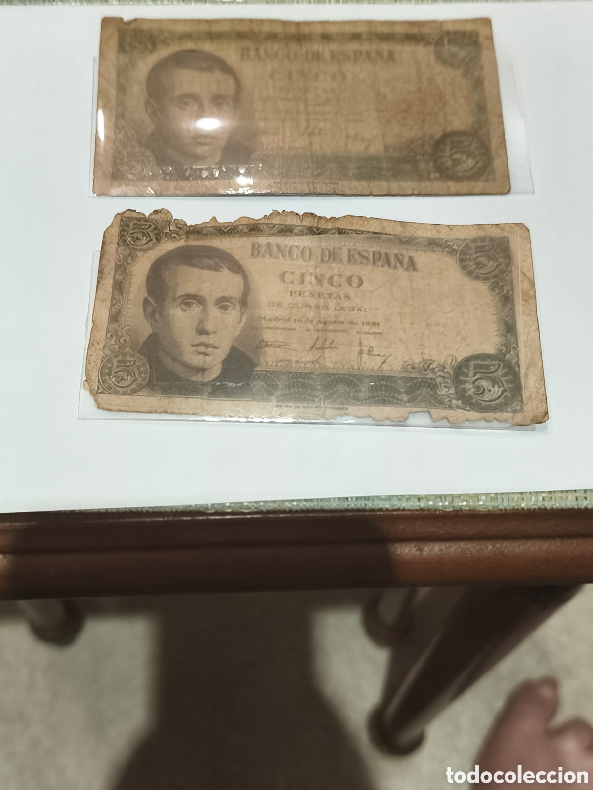 Billetes espa&ntilde;oles: 2 billete muy circulados Espa&ntilde;a desde 5 ptas de 1951 ver las imagenes