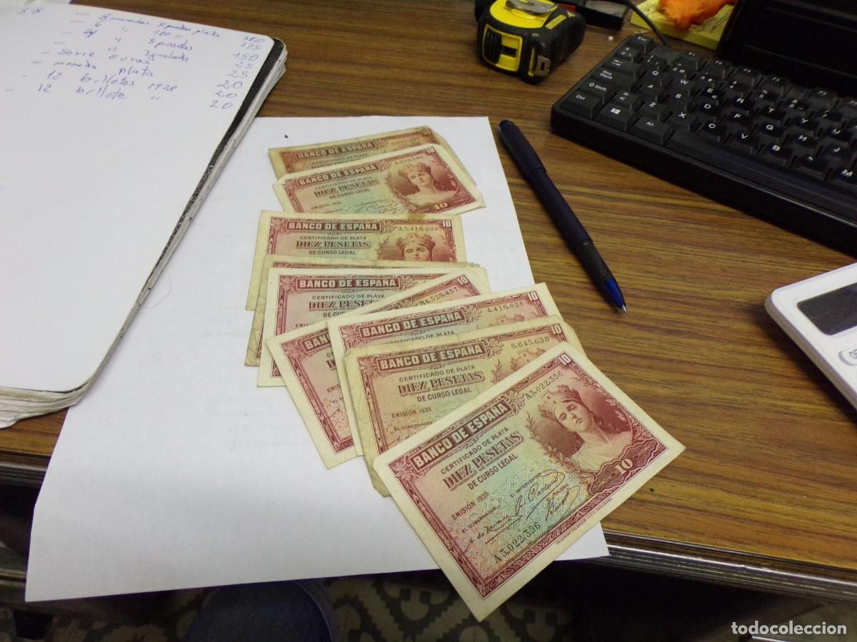 Notas espanholas: 10 billetes de diez pesetas de 1935 en buen estado