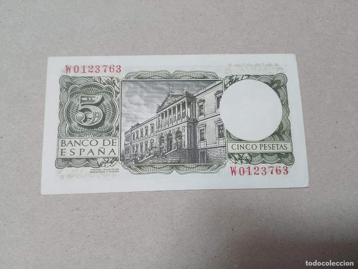 Billetes espa&ntilde;oles: 5 pesetas 1954 serie W, ultima emitida, sin circular