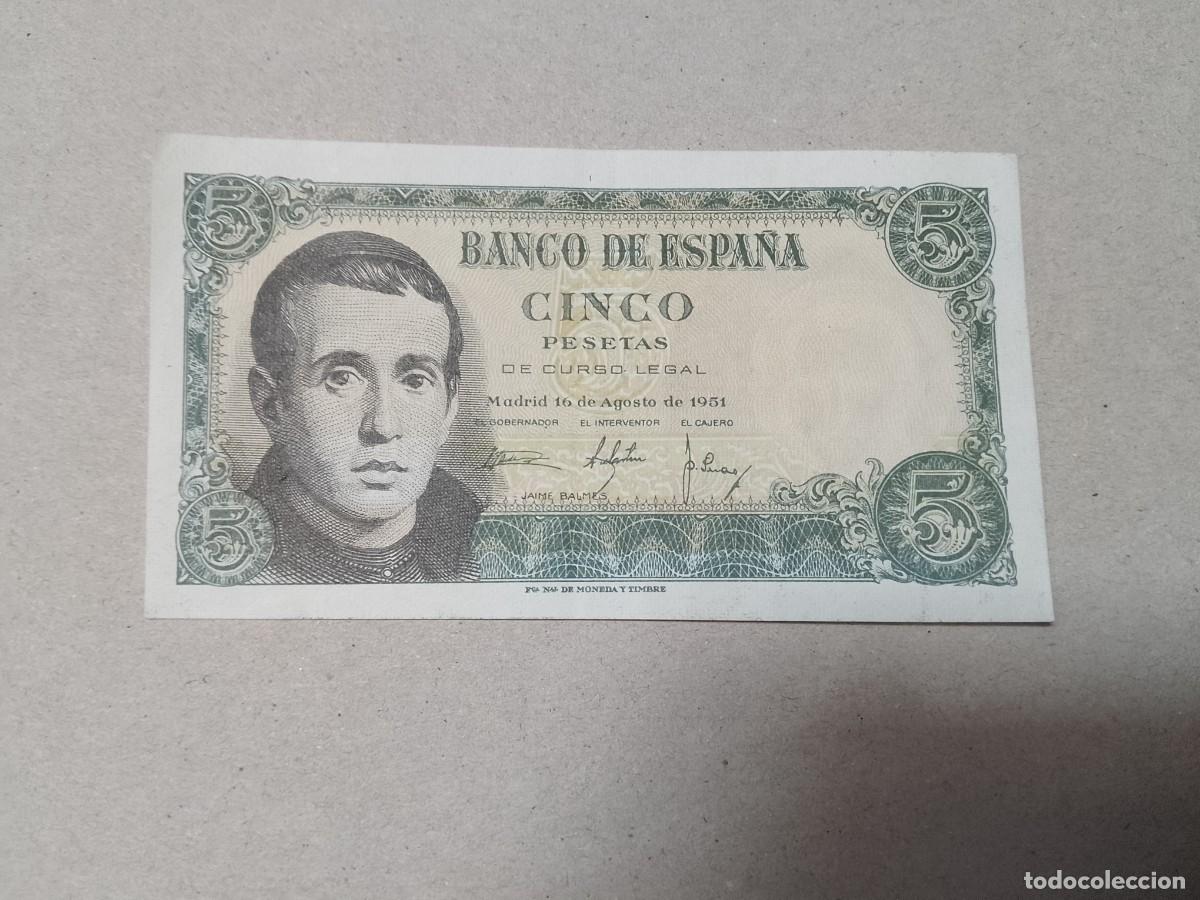 Billetes espa&ntilde;oles: 5 pesetas 1951, ebc+