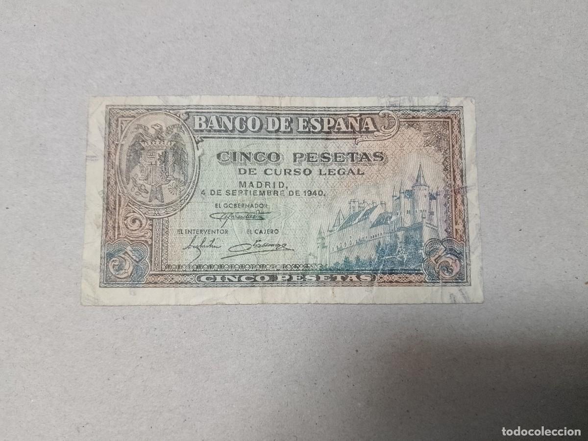 Billetes espa&ntilde;oles: 5 pesetas 1940 Alcazar