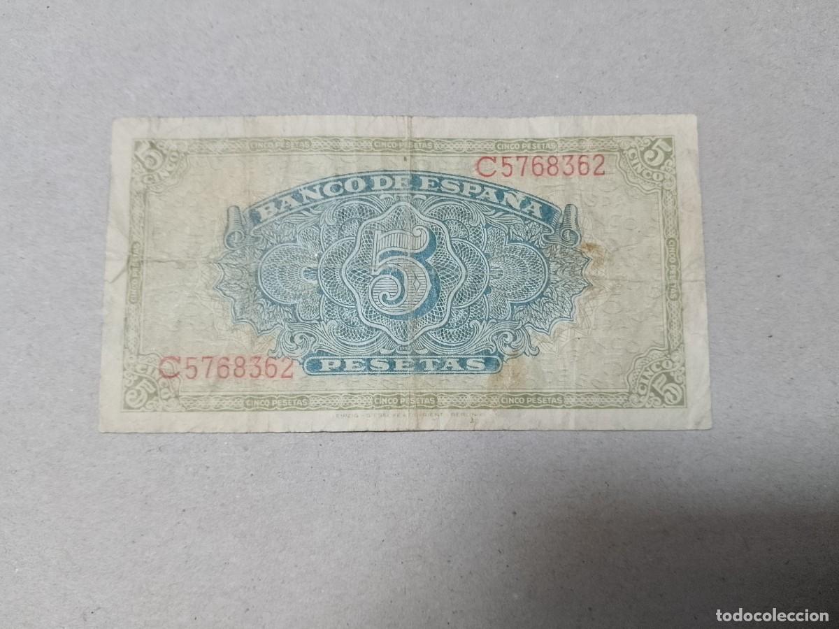 Billetes espa&ntilde;oles: 5 pesetas 1940 Alcazar - Foto 2