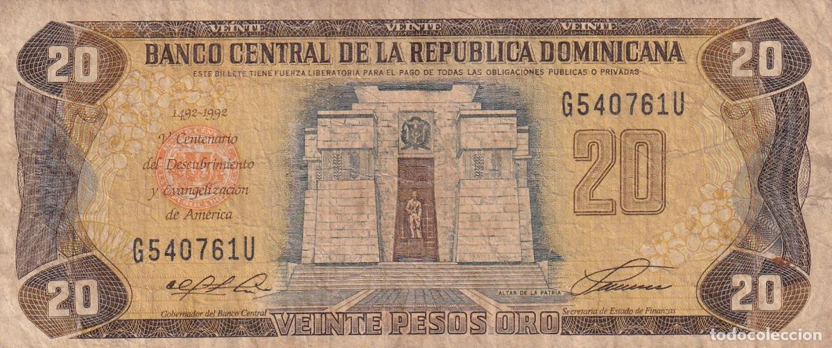 Billetes espa&ntilde;oles: CRBX2937 BILLETE REPUBLICA DOMINICANA 20 PESOS ORO USADO