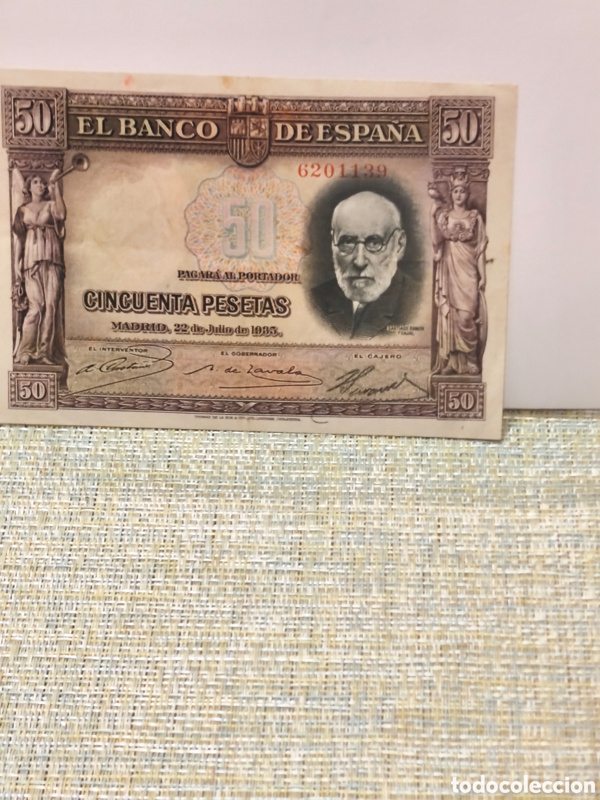 Billetes espa&ntilde;oles: Billete circulado de la republica espa&ntilde;ola muy escaso 50 ptas dev1931 bonito ,ver
