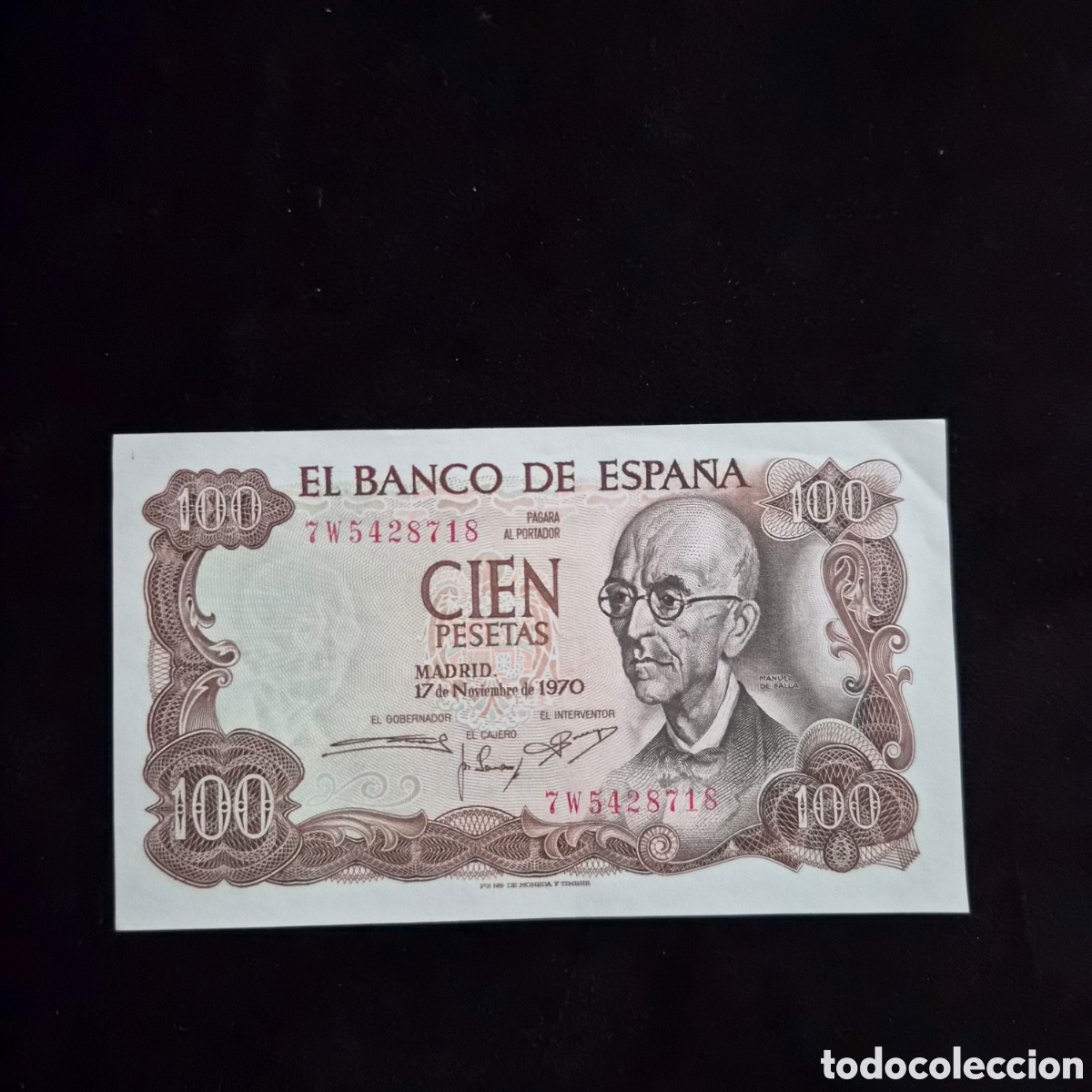 Spanish Banknotes: Billete 100 pesetas Manuel de Falla a&ntilde;o 1970