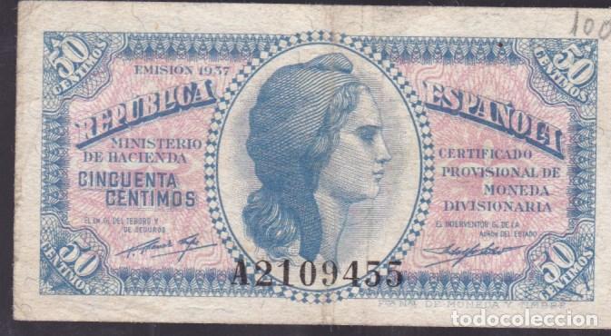 Billetes espa&ntilde;oles: F6-8- BILLETE 50 Cts 1937