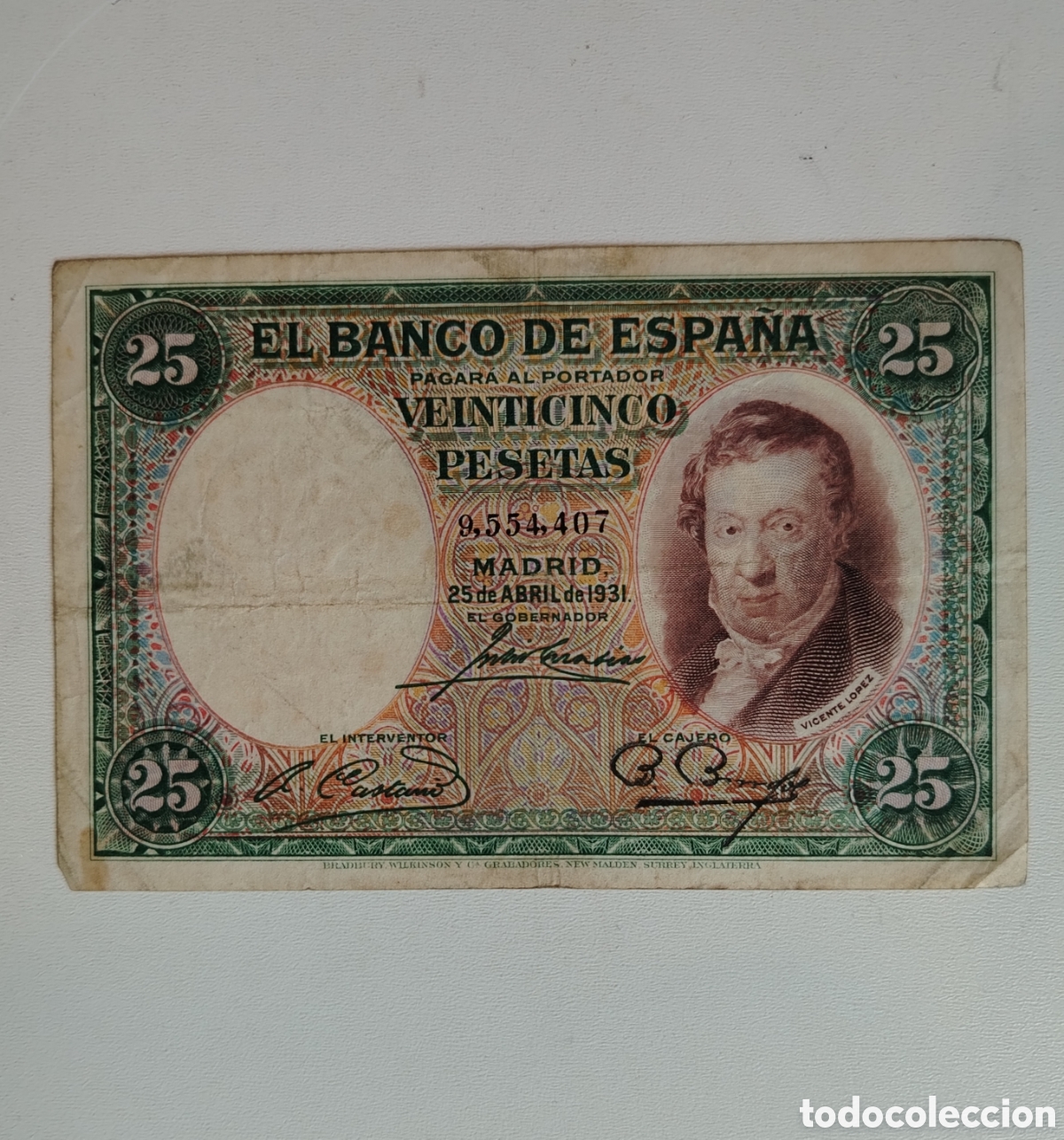 Billetes espa&ntilde;oles: Billete 25 pesetas de 1931
