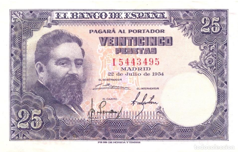 Billetes espa&ntilde;oles: ESPA&Ntilde;A BILLETE DE 25 PESETAS 1954. ORIGINAL. EXCELENTE