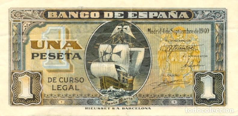 Billetes espa&ntilde;oles: ESPA&Ntilde;A BILLETE DE 1 PESETA 1940. ORIGINAL. EXCELENTE CONSERVACION