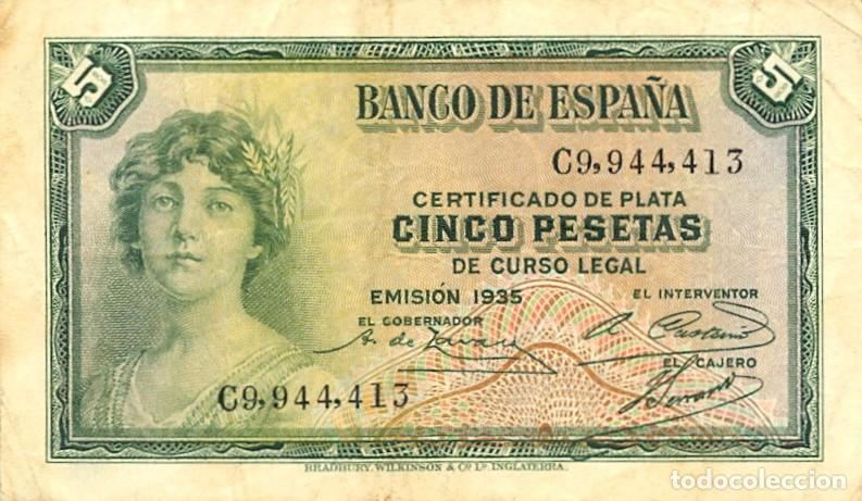 Billetes espa&ntilde;oles: ESPA&Ntilde;A BILLETE DE 5 PESETAS 1935. ORIGINAL