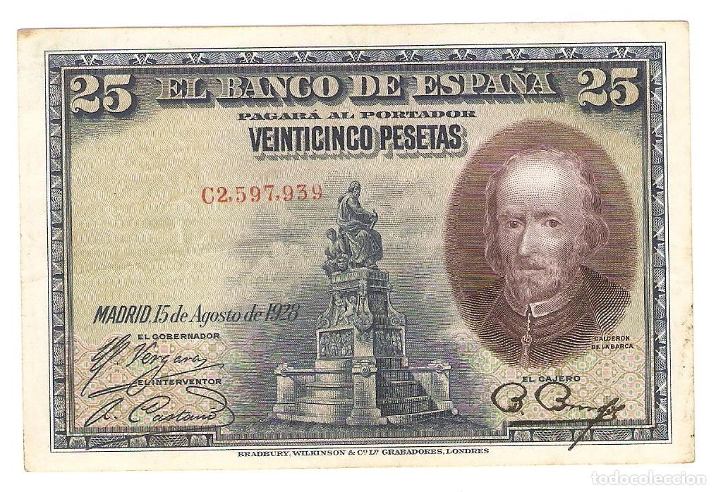 Billetes espa&ntilde;oles: 25 PESETAS BANCO ESPA&Ntilde;A MADRID 15-8-1928