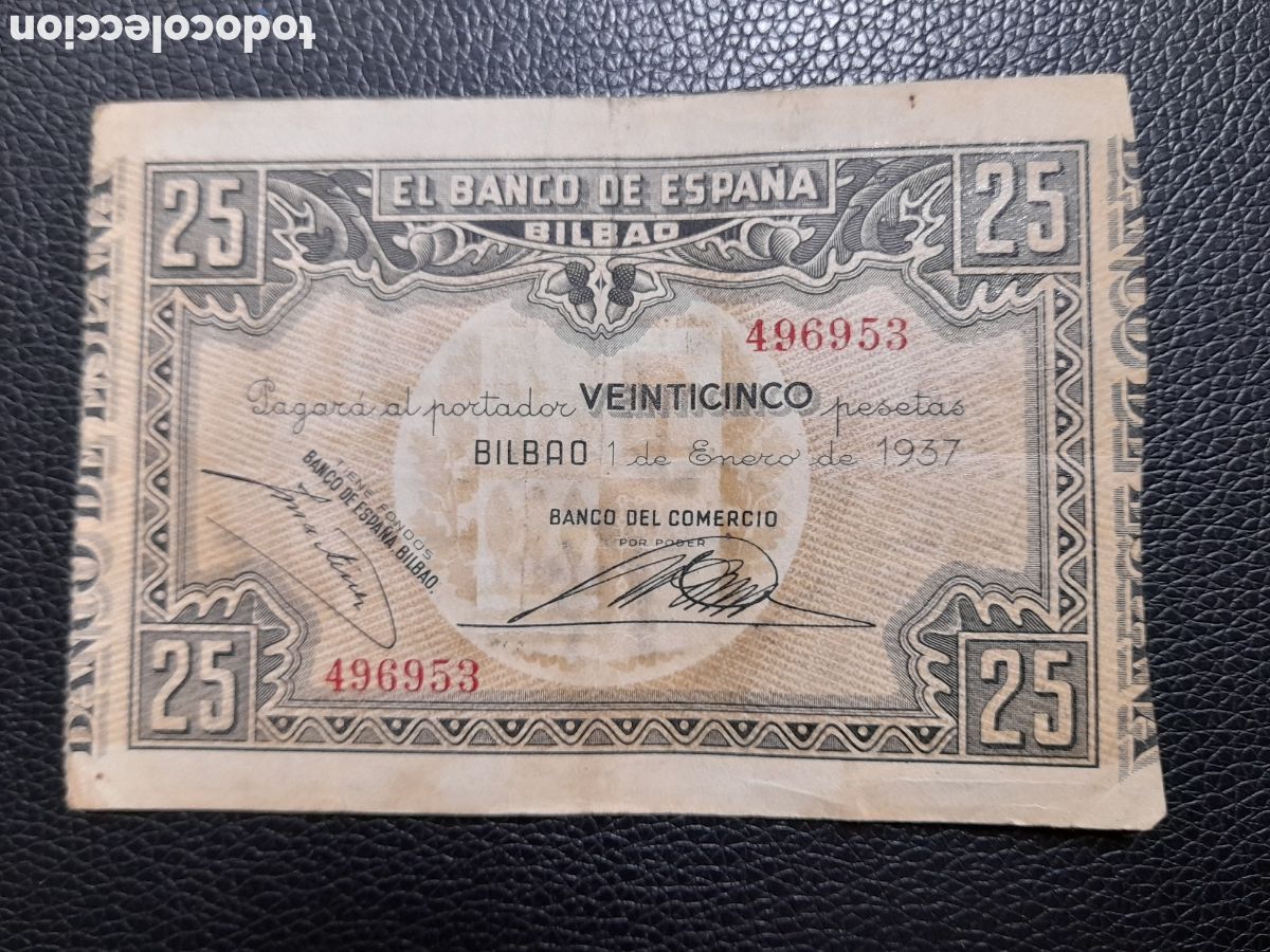 Billetes espa&ntilde;oles: 25 pesetas 1937 Bilbao