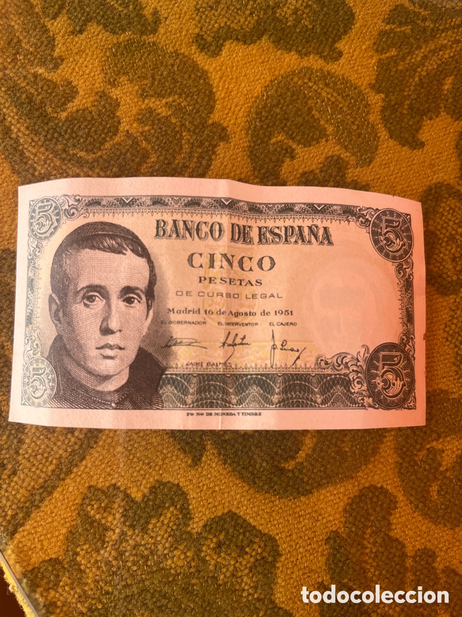 Billetes espa&ntilde;oles: Billete 5 pesetas 1951 Jaime Balmes &ndash; Banco de Espa&ntilde;a