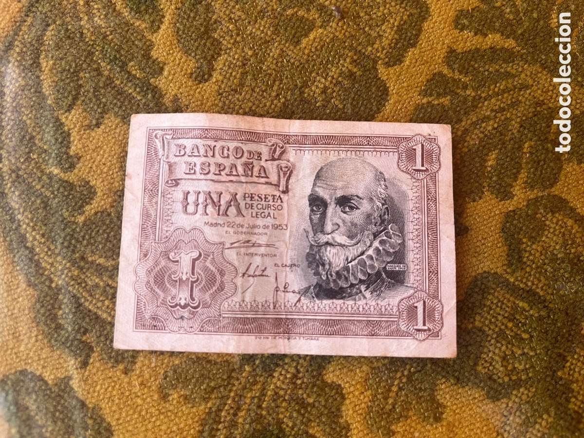Billetes espa&ntilde;oles: Billete 1 peseta 1953 Luis Vives &ndash; Banco de Espa&ntilde;a