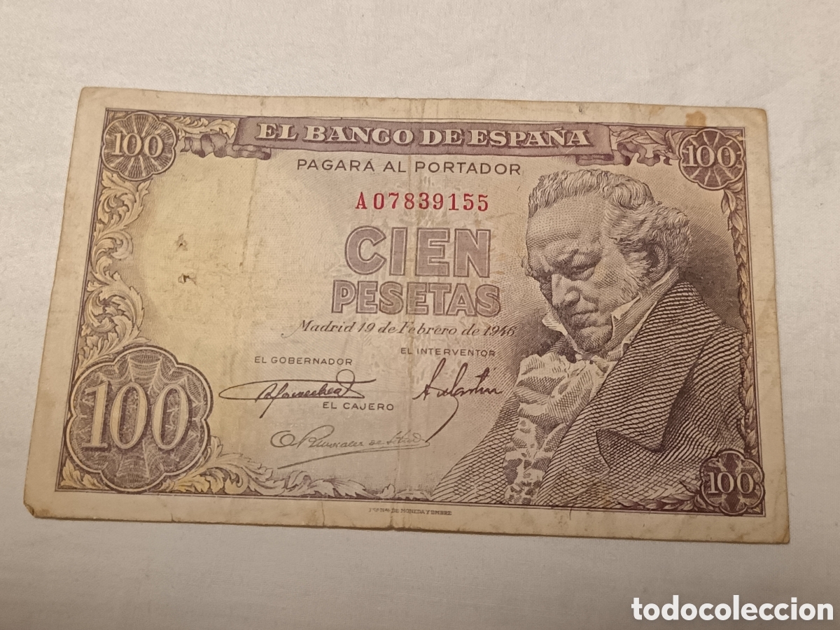 Billetes espa&ntilde;oles: 100 PESETAS DE 1946, GOYA, CIRCULADO