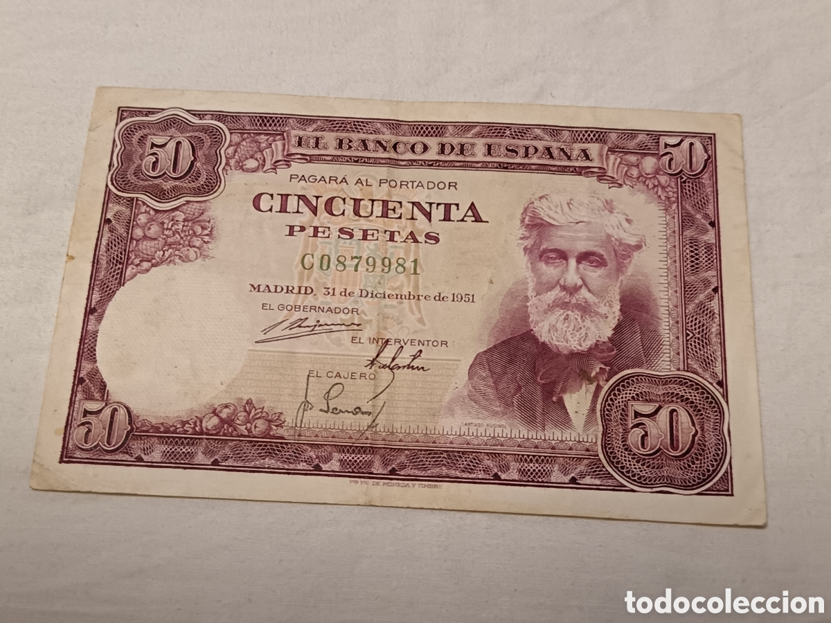Billetes espa&ntilde;oles: 50 PESETAS DE 1951, CIRCULADO
