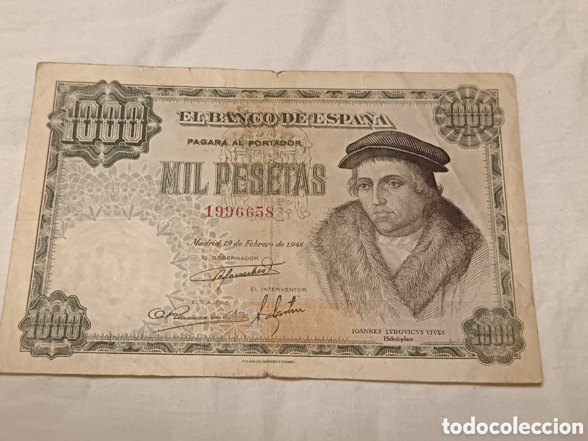 Billetes espa&ntilde;oles: 1000 PESETAS DE 1946, ESPA&Ntilde;A , ORIGINAL