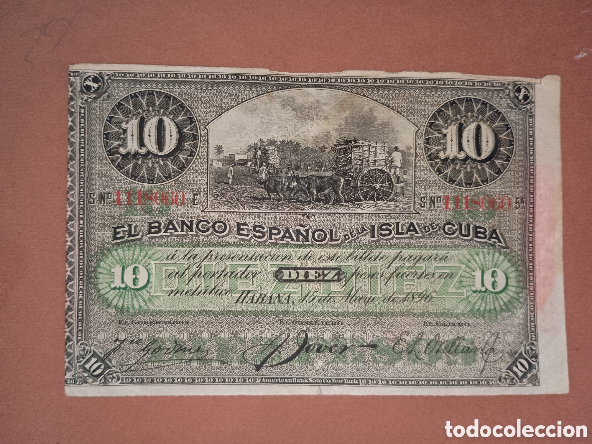 Billetes espa&ntilde;oles: BANCO ESPA&Ntilde;OL DE CUBA 1896 - 10 PESOS FUERTES - PLATA - BILLETE ORIGINAL