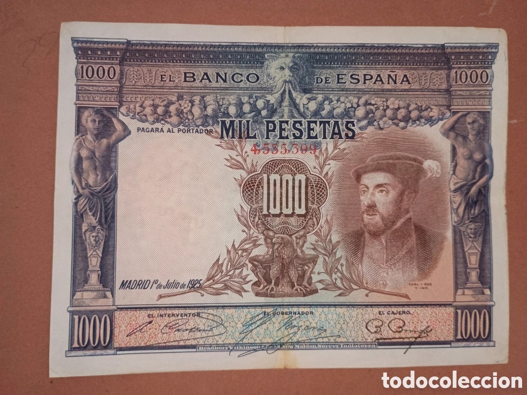 Billetes espa&ntilde;oles: ESPA&Ntilde;A 1925 - CARLOS I - 1000 PESETAS - BILLETE ORIGINAL