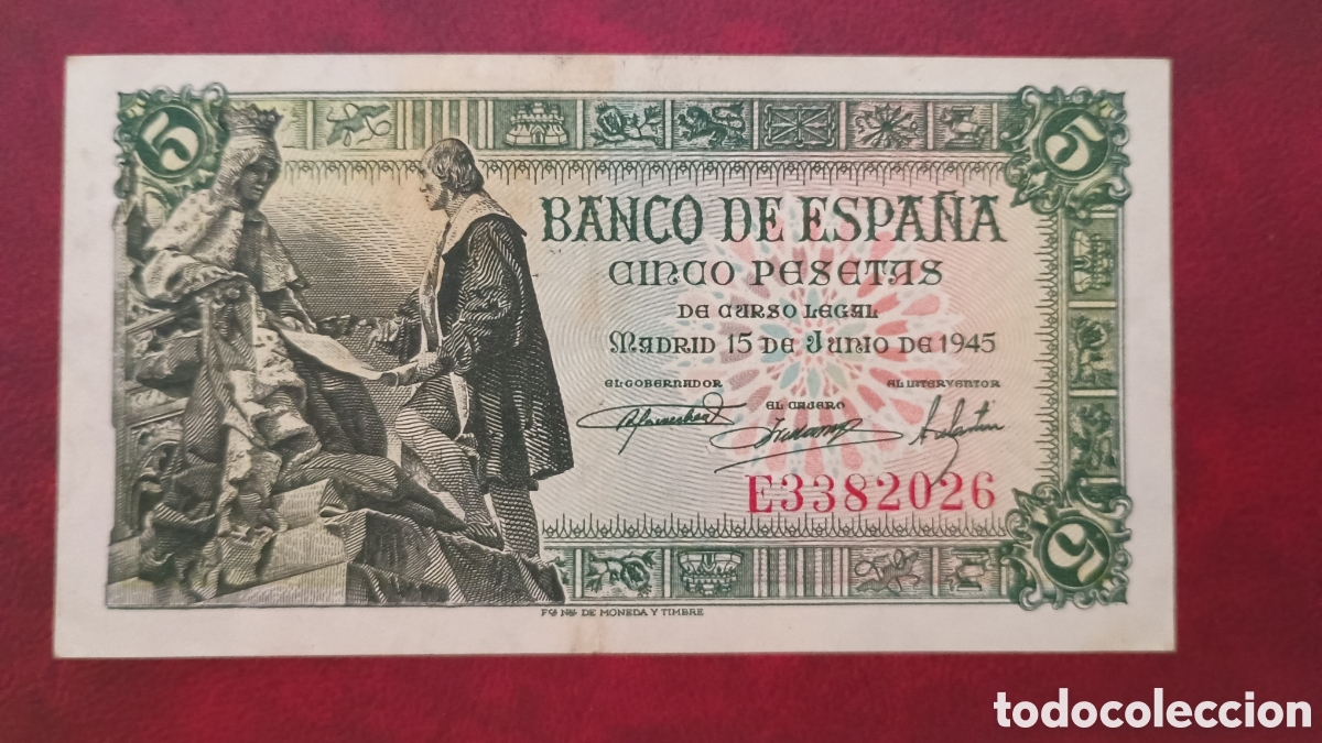 Billetes espa&ntilde;oles: ESPA&Ntilde;A 1945 - 5 PESETAS - BILLETE ORIGINAL