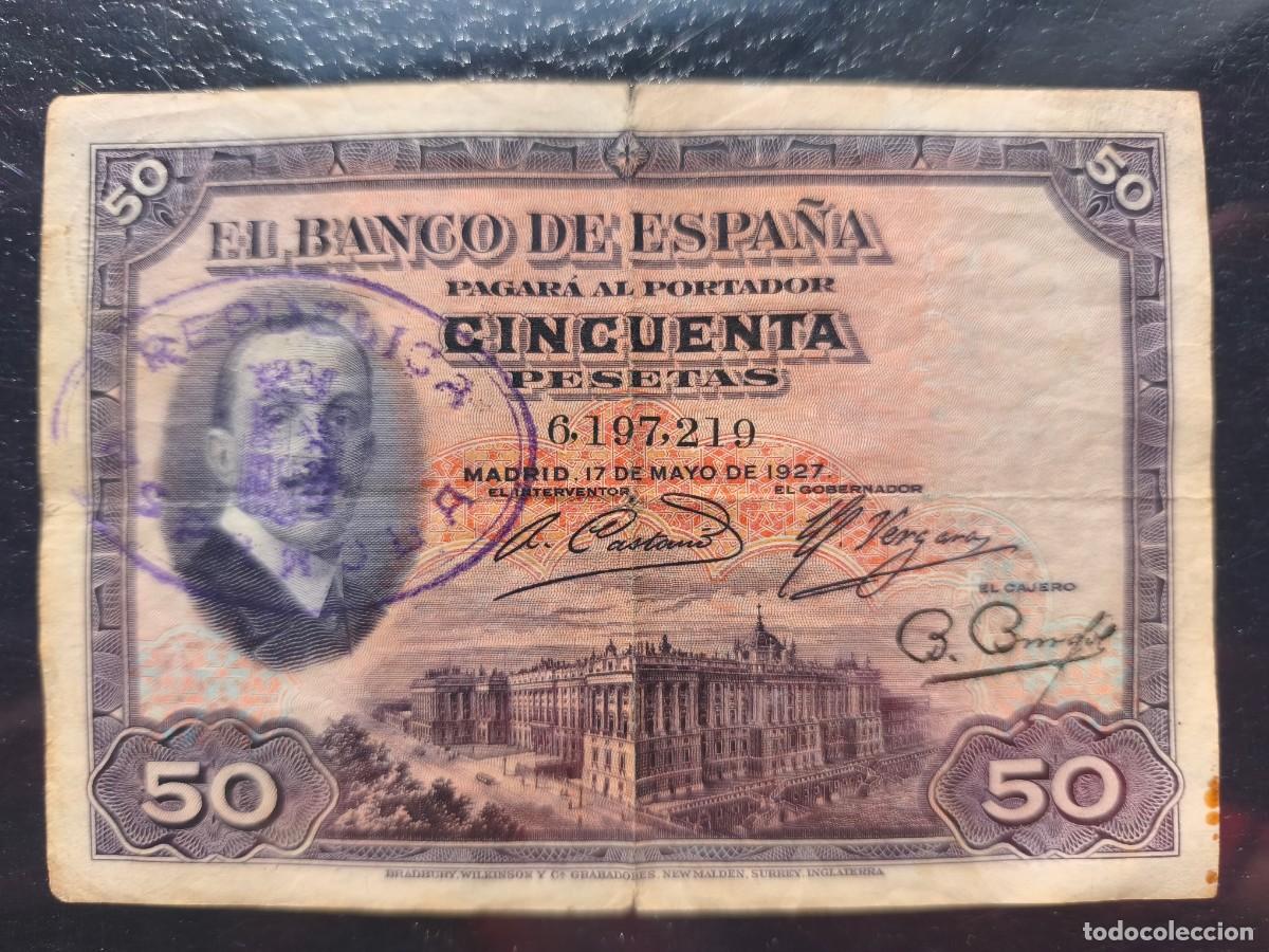 Billetes espa&ntilde;oles: billetes 1927 con sello republica