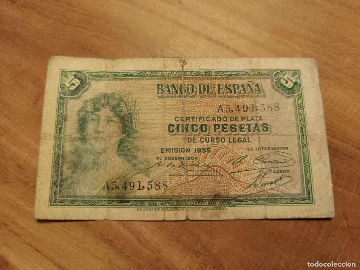 Billetes espa&ntilde;oles: Billete 5 pesetas 1935
