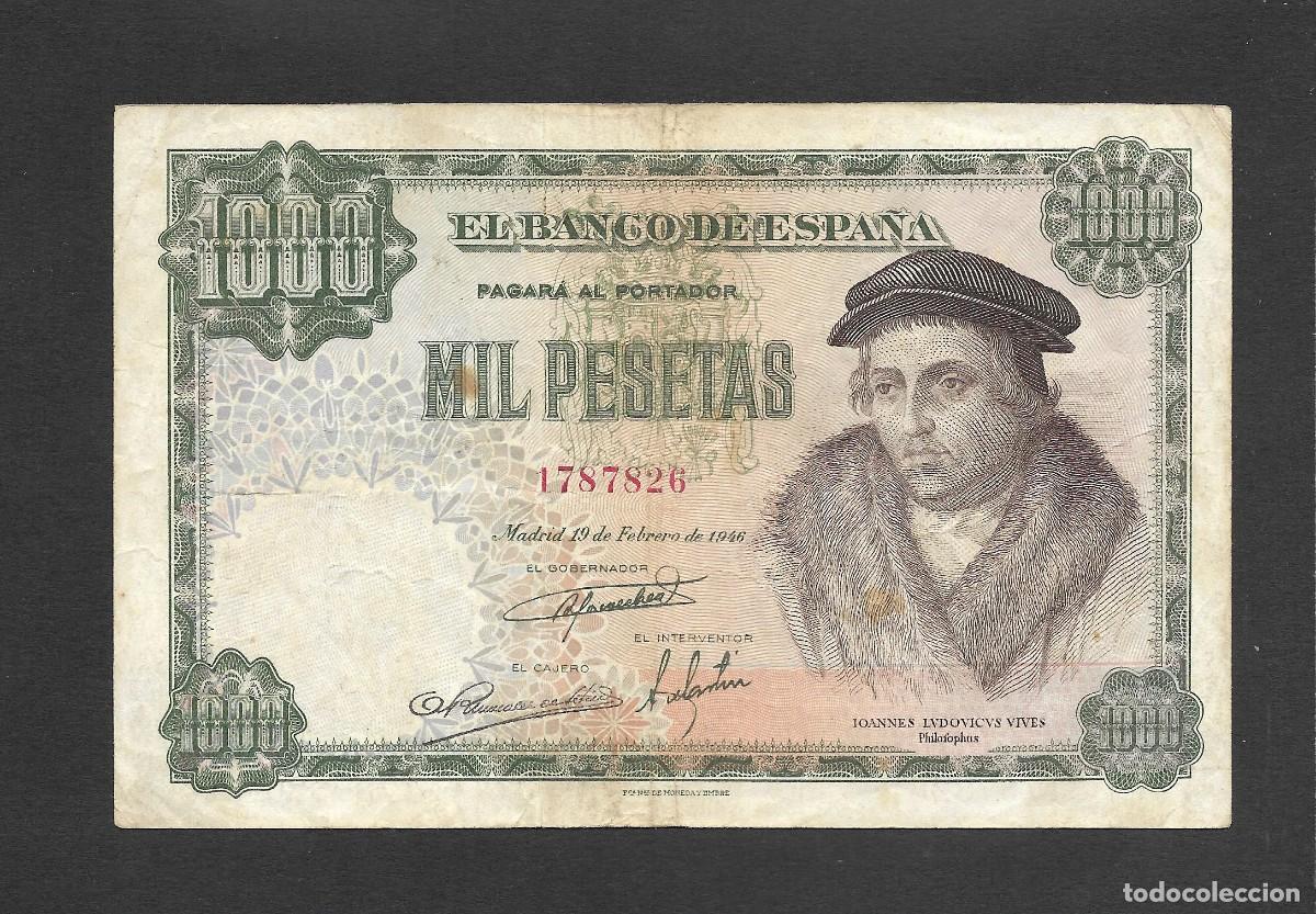Notas espanholas: 1000 PESETAS 1946 SIN SERIE MBC-