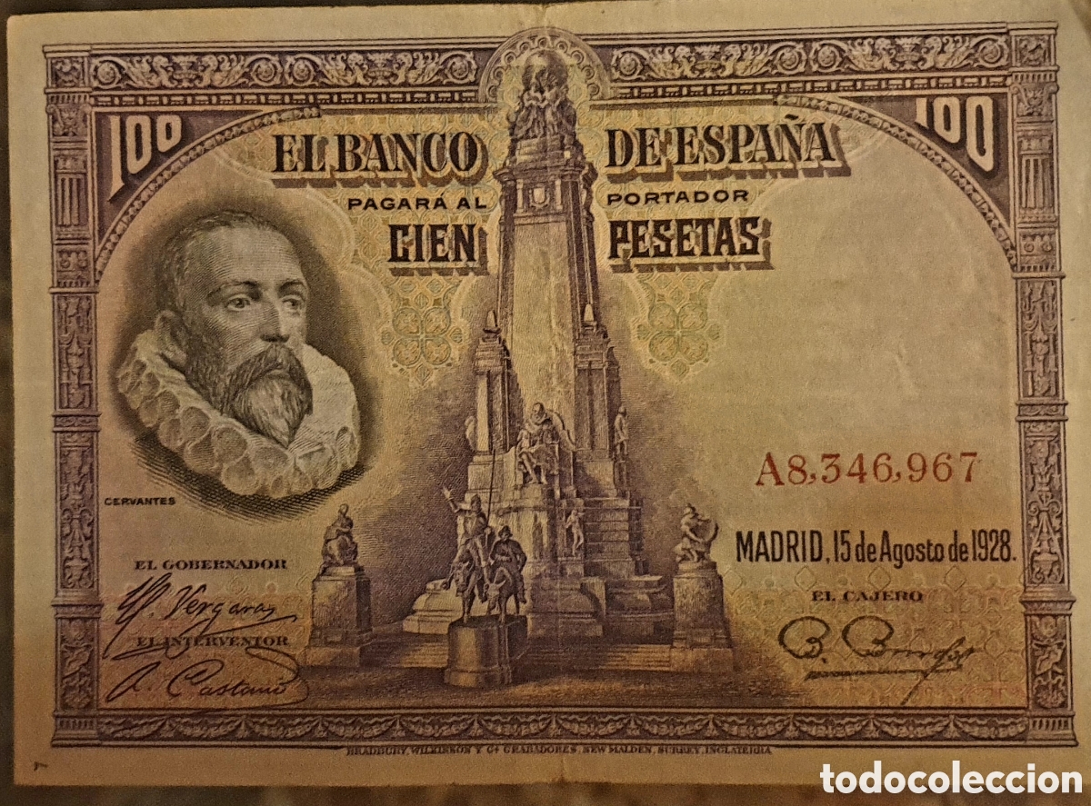 Billetes espa&ntilde;oles: BILLETE 100 pesetas de 1928 Serie A.