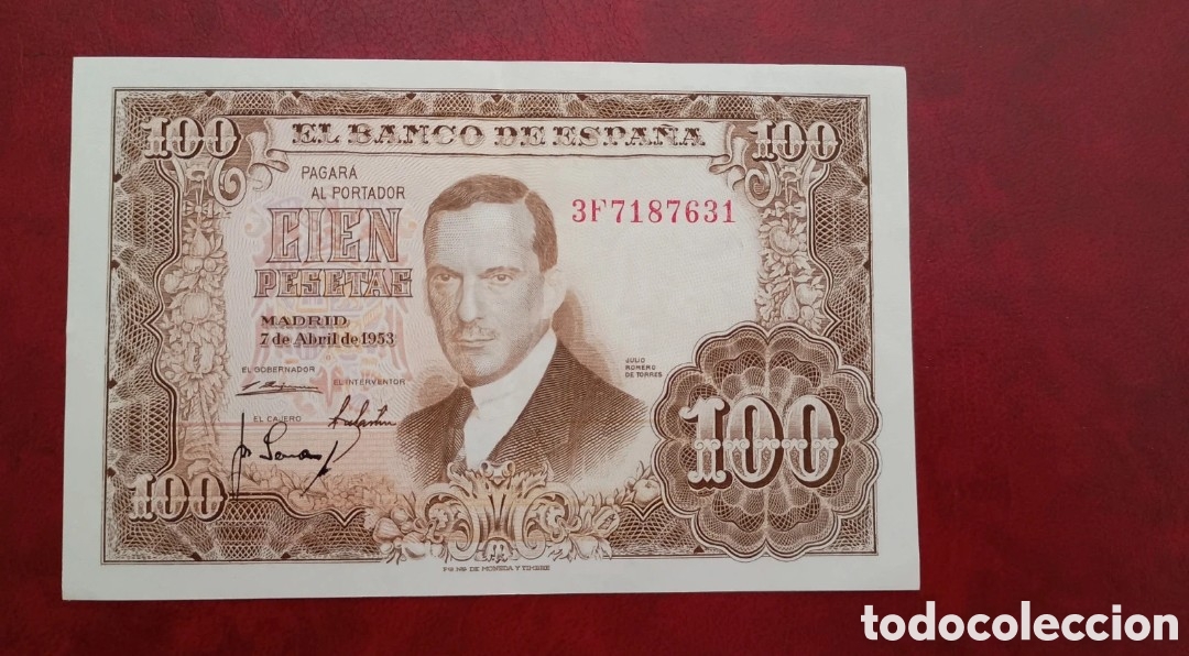 Billetes espa&ntilde;oles: ESPA&Ntilde;A 1953 - JULIO ROMERO DE TORRES - 100 PESETAS - BILLETE ORIGINAL