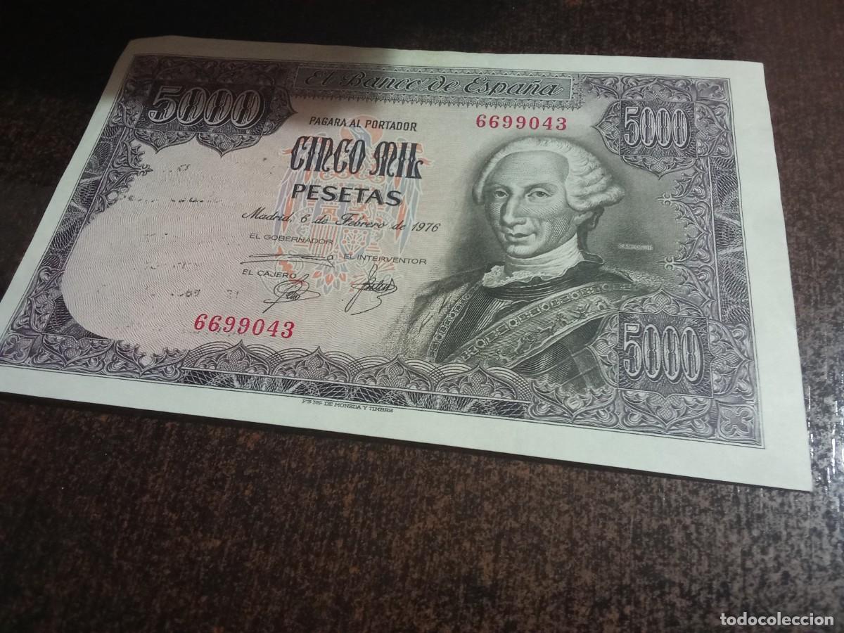 Billetes espa&ntilde;oles: Cinco mil pesetas del 1976.
