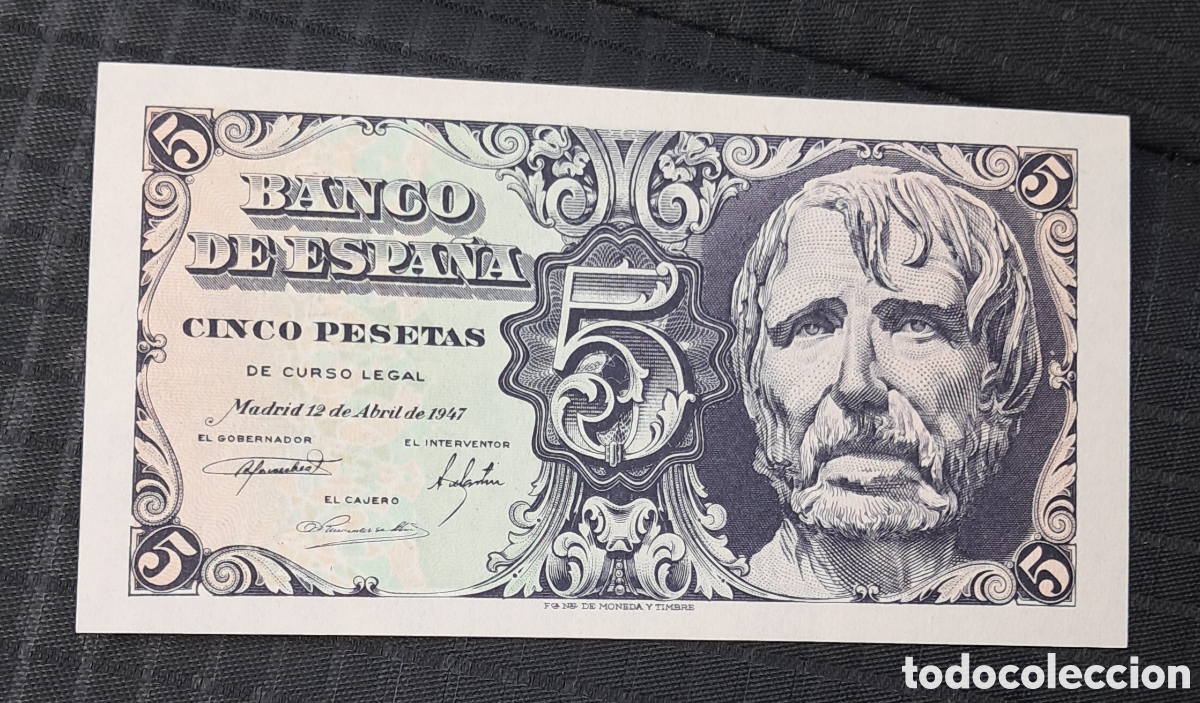 Billetes espa&ntilde;oles: Billete 5 pesetas 1947