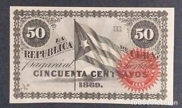 Billetes espa&ntilde;oles: CUBA 50 CENTAVOS REP&Uacute;BLICA DE CUBA 1869 SIN NUMERACI&Oacute;N SERIE H SC-