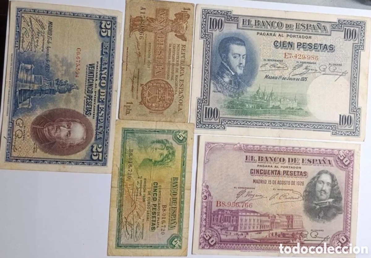 Billetes espa&ntilde;oles: Lote de Billetes Hist&oacute;ricos Espa&ntilde;oles