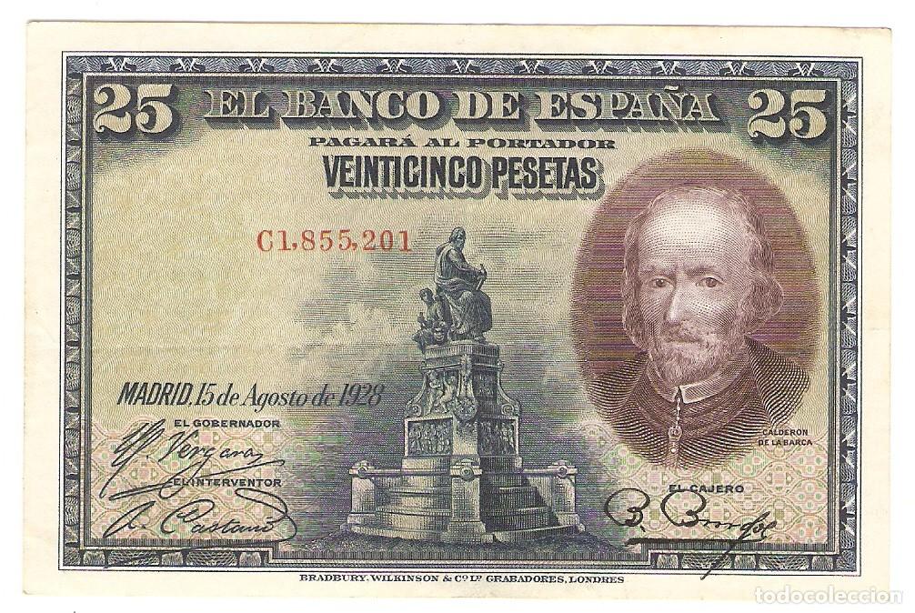 Billetes espa&ntilde;oles: 25 PESETAS BANCO ESPA&Ntilde;A MADRID EMISION 15-8-1928