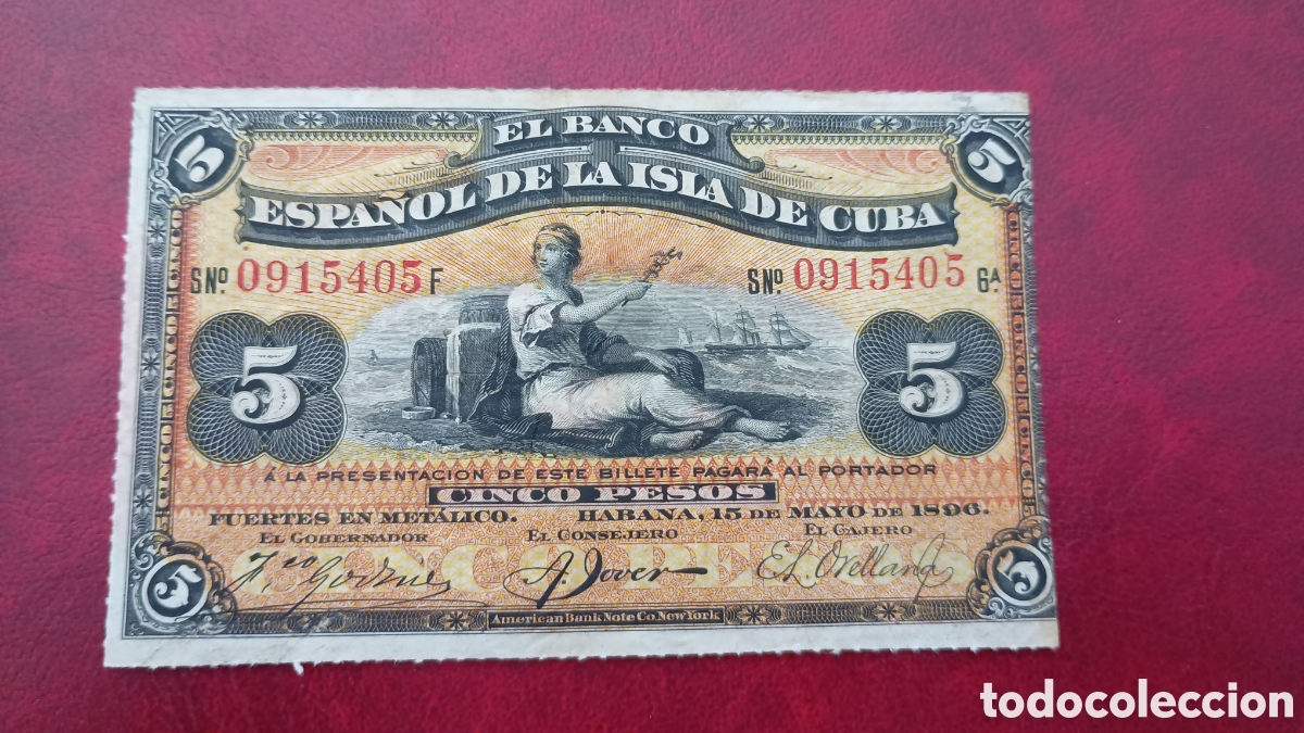 Billetes espa&ntilde;oles: BANCO ESPA&Ntilde;OL DE CUBA 1896 - 5 PESOS - PLATA - BILLETE ORIGINAL