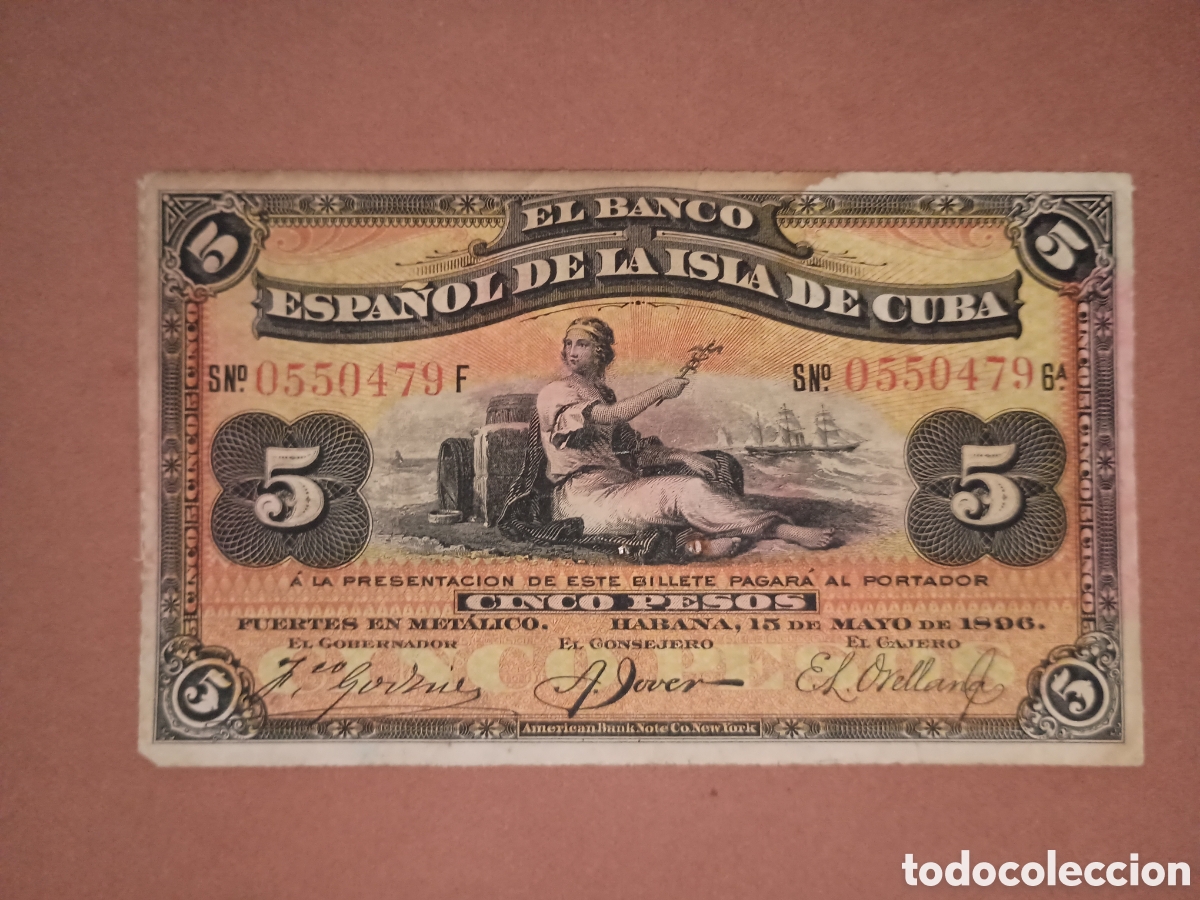 Billetes espa&ntilde;oles: BANCO ESPA&Ntilde;OL DE CUBA 1896 - 5 PESOS - PLATA - BILLETE ORIGINAL